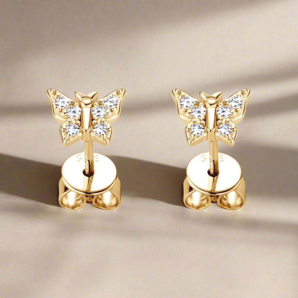Moissanite 925 Sterling Silver Butterfly Stud Earrings