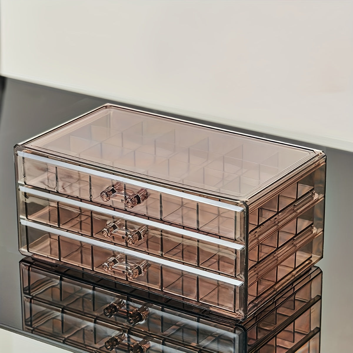 Large-Capacity 3-Layer 72-Grid Ring Earrings Necklace Jewelry Storage Box