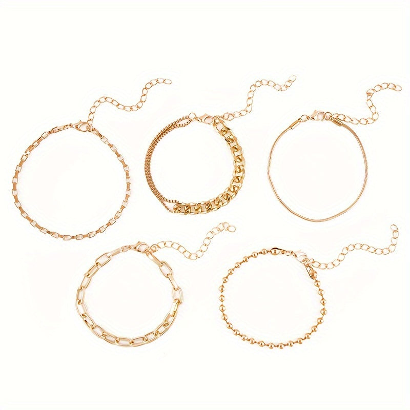 5pcs Vintage Link Chain Bracelet Set