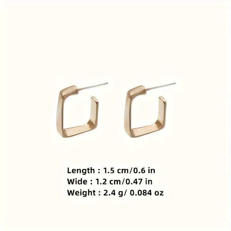 18K Gold Plated Geometric Earrings Unique Rectangular Hoops