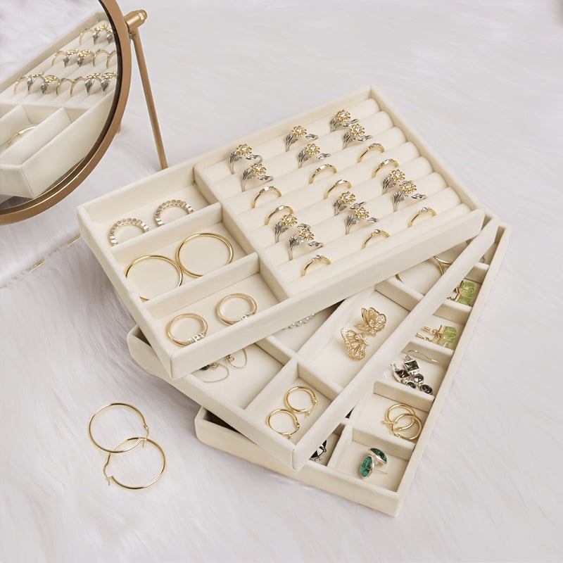 Multi Grid Velvet Jewelry Storage Rack - 4pcs