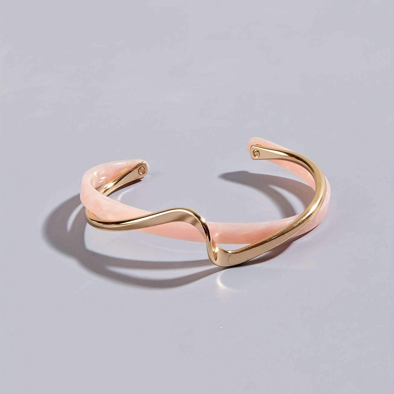Wave Shape Cuff Bangle Inlaid Faux Pearl Minimalist Style Jewelry
