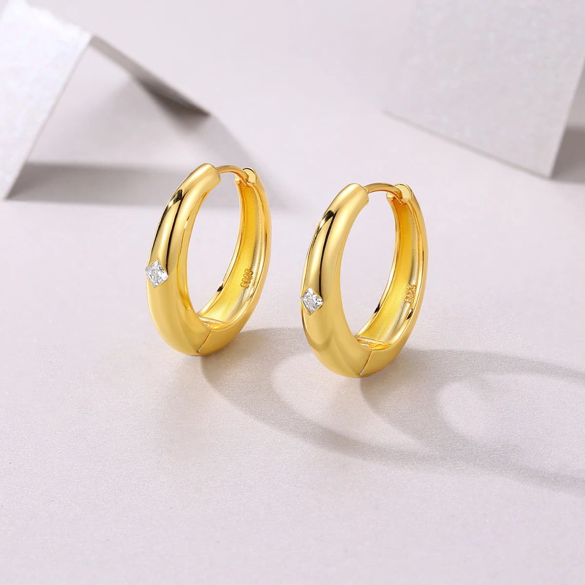 Square Moissanite Hoop Earrings