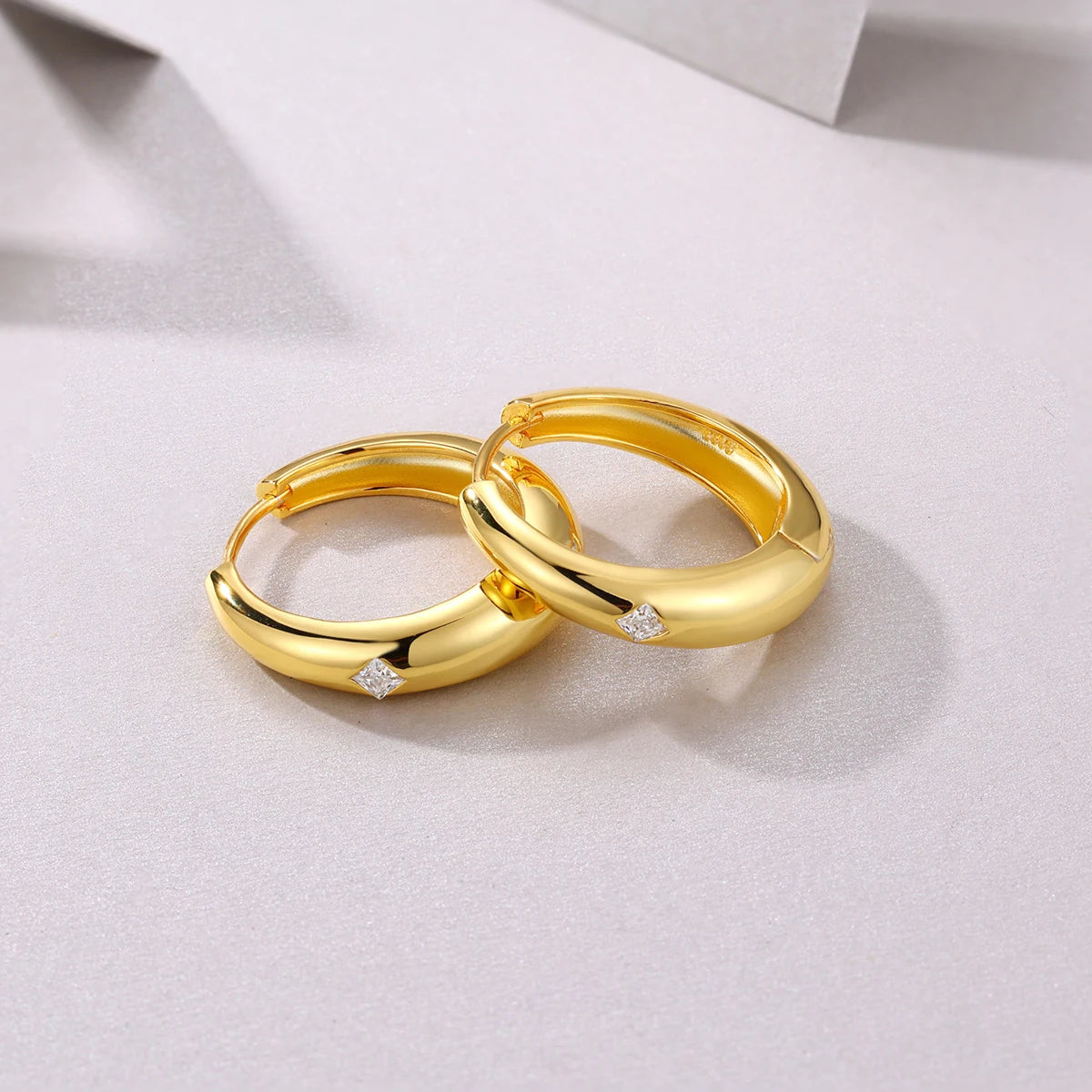 Square Moissanite Hoop Earrings