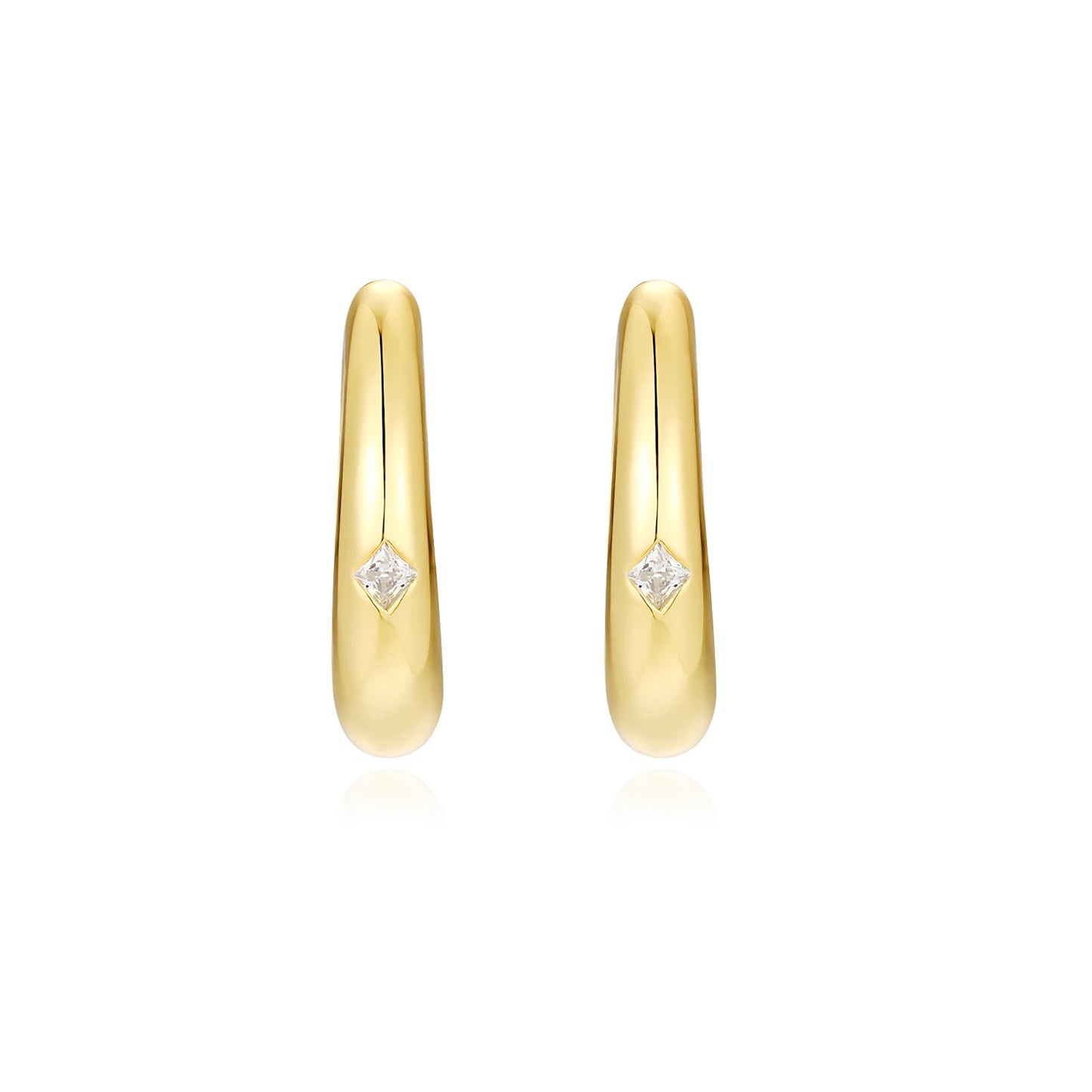 Square Moissanite Hoop Earrings