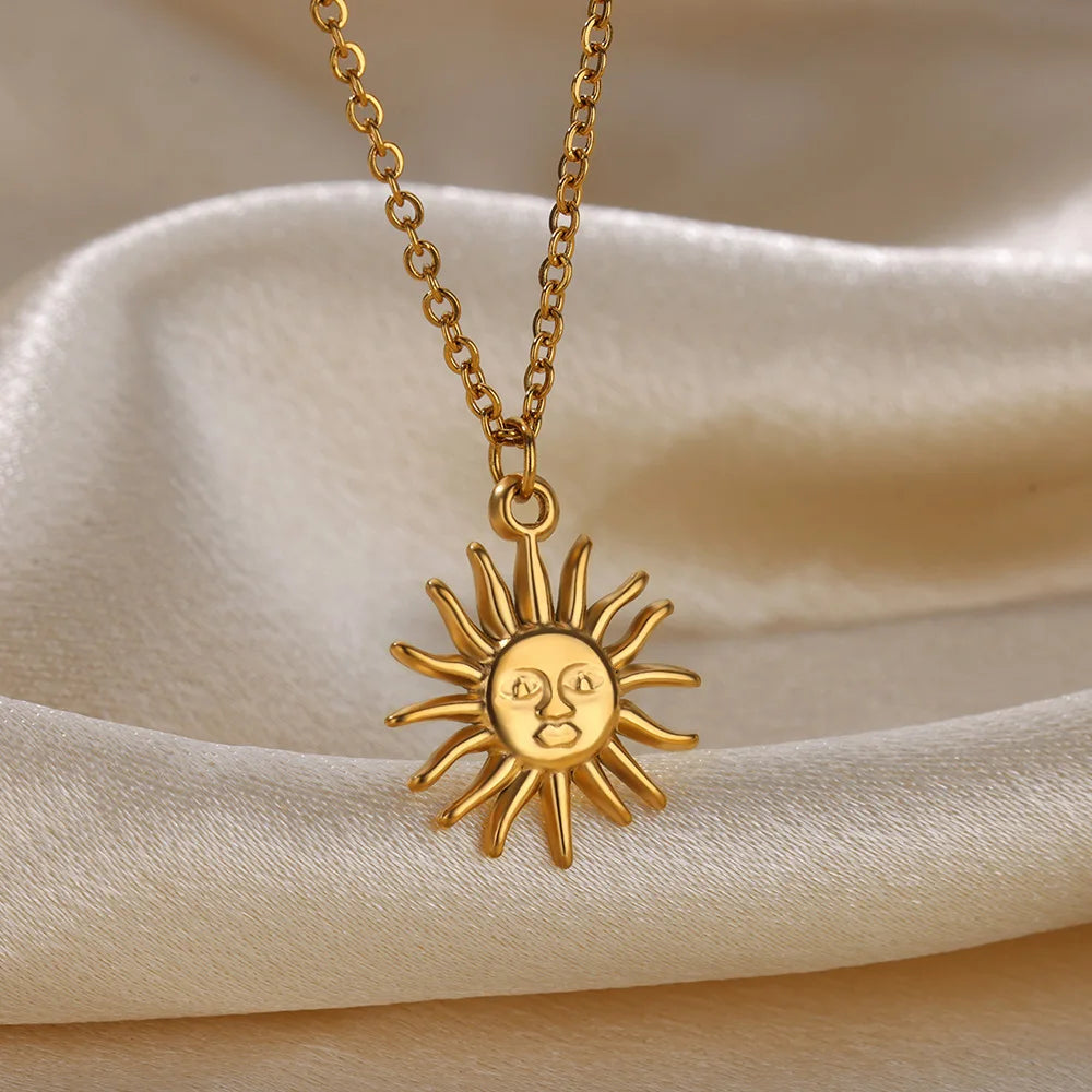 17 Styles Including: Geometric Necklace Sun Sunflower Pendant Clavicle Chains.