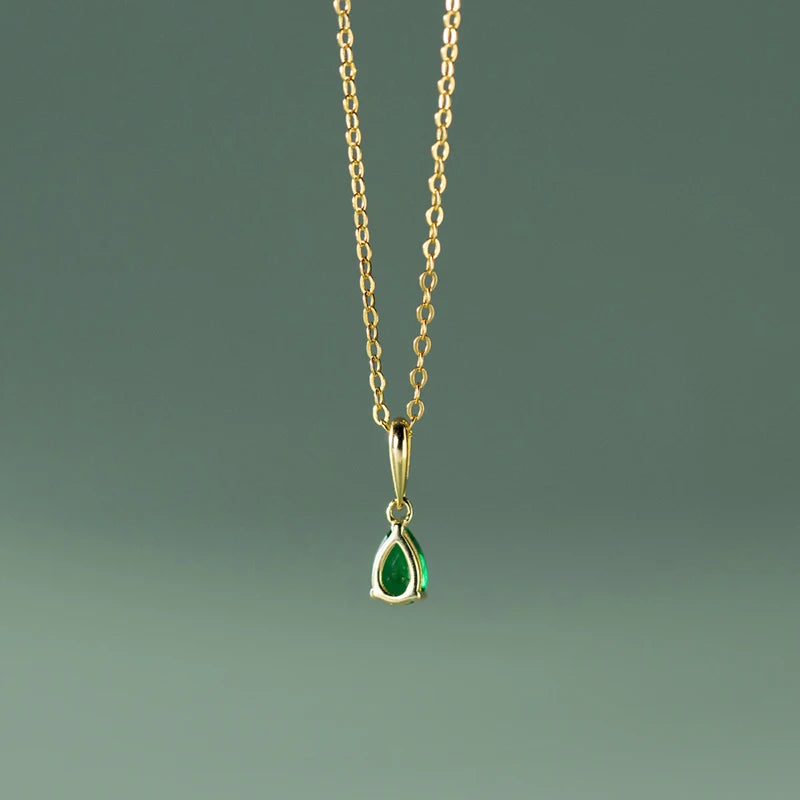 Simple Water Drop Green Zircon Clavicle Necklace