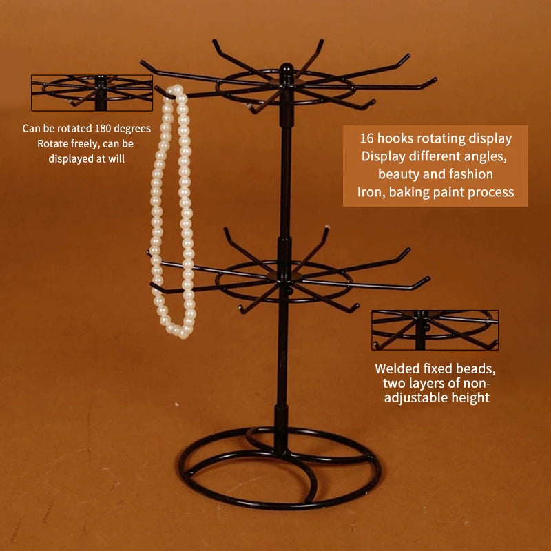 Rotating Jewelry Display Stand 2 Tier Necklace Organizer