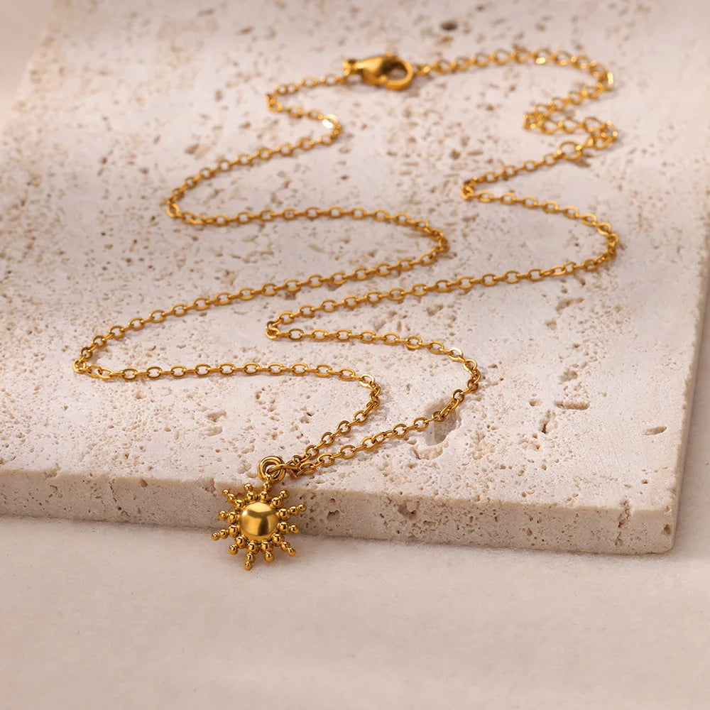 17 Styles Including: Geometric Necklace Sun Sunflower Pendant Clavicle Chains.