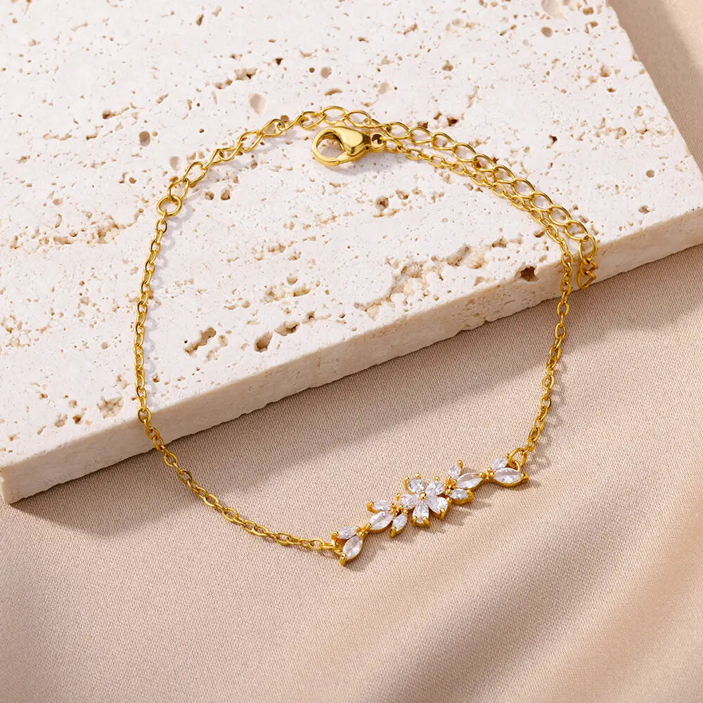 10 Styles Individual Sale Classic Flowers Charm Zircon Plant Bracelet