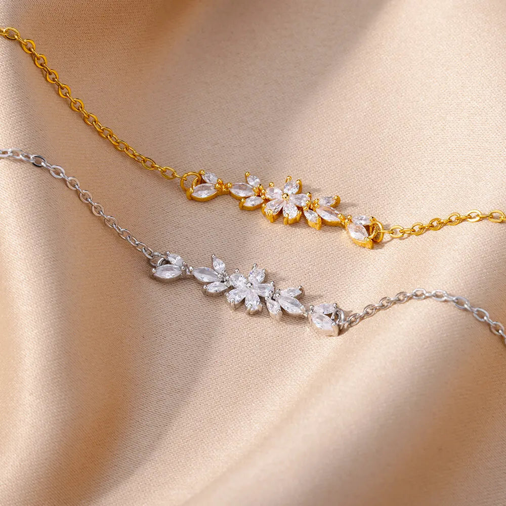 10 Styles Individual Sale Classic Flowers Charm Zircon Plant Bracelet