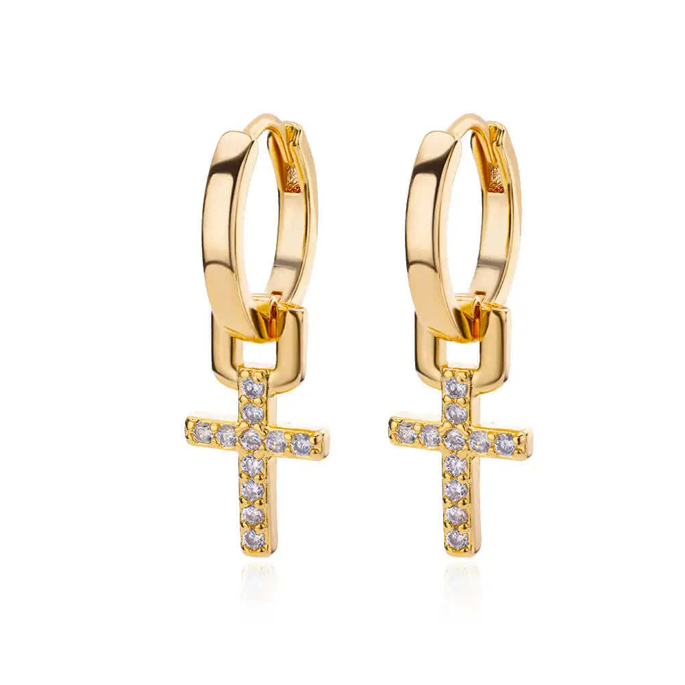 Zircon Cross Drop Earring