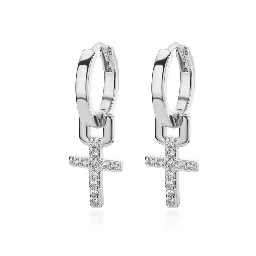 Zircon Cross Drop Earring