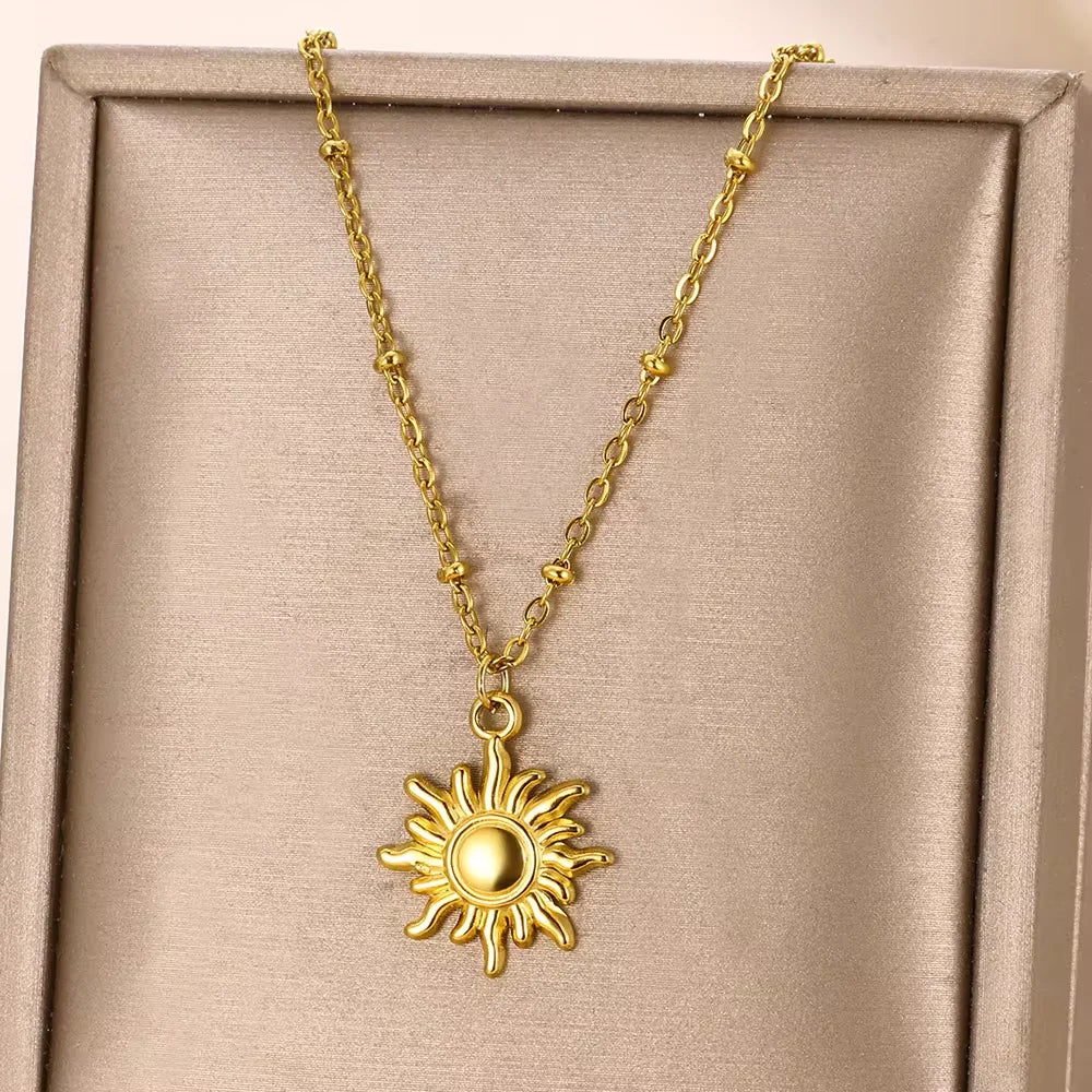 17 Styles Including: Geometric Necklace Sun Sunflower Pendant Clavicle Chains.