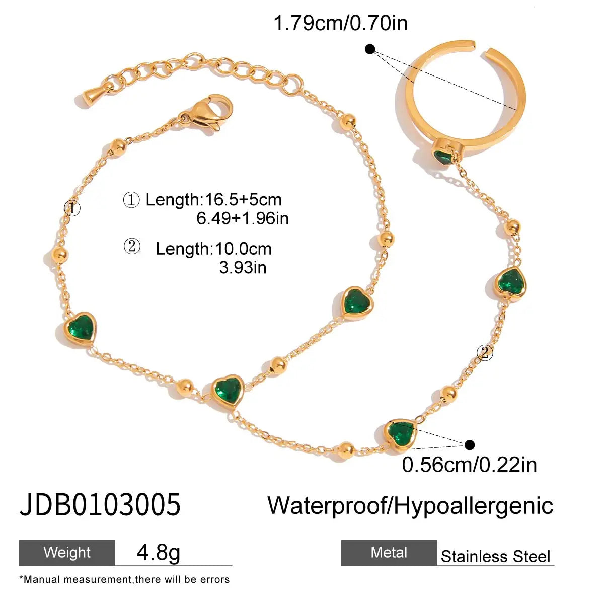 Youthway Green Zirconia Finger Bracelet