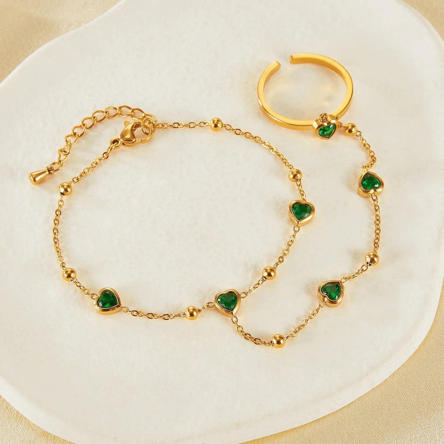 Youthway Green Zirconia Finger Bracelet