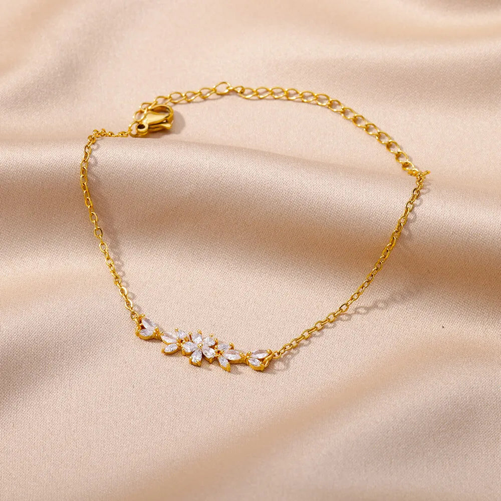 10 Styles Individual Sale Classic Flowers Charm Zircon Plant Bracelet