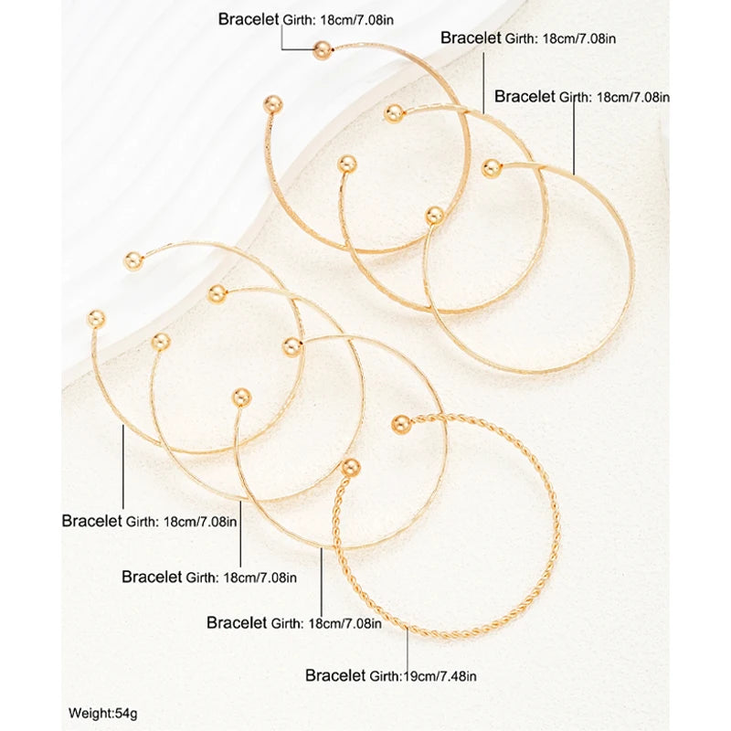 7 Pcs/Set Gold Bracelets - Adjustable-Jewelry