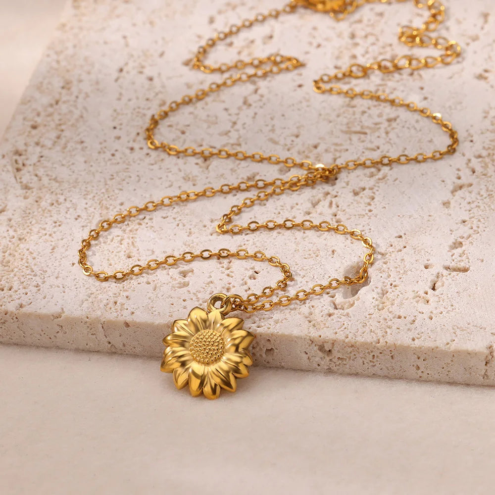 17 Styles Including: Geometric Necklace Sun Sunflower Pendant Clavicle Chains.