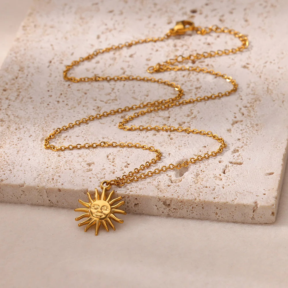 17 Styles Including: Geometric Necklace Sun Sunflower Pendant Clavicle Chains.