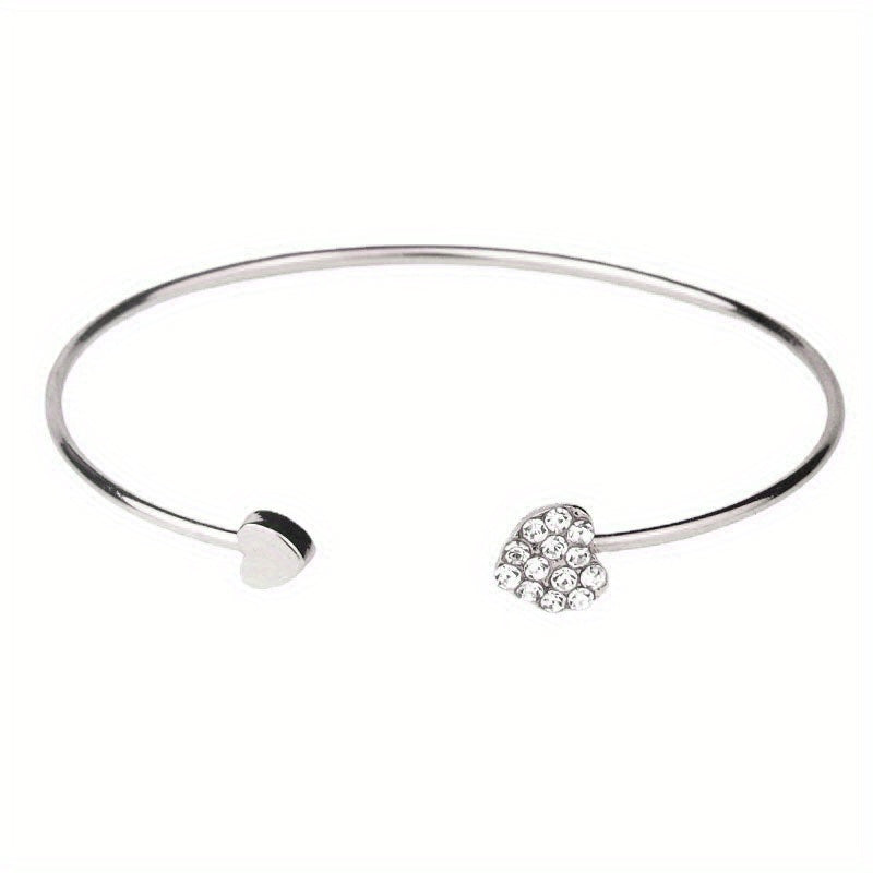Full Drill Love Bracelet Opening Gold Plated Heart Bracelet.