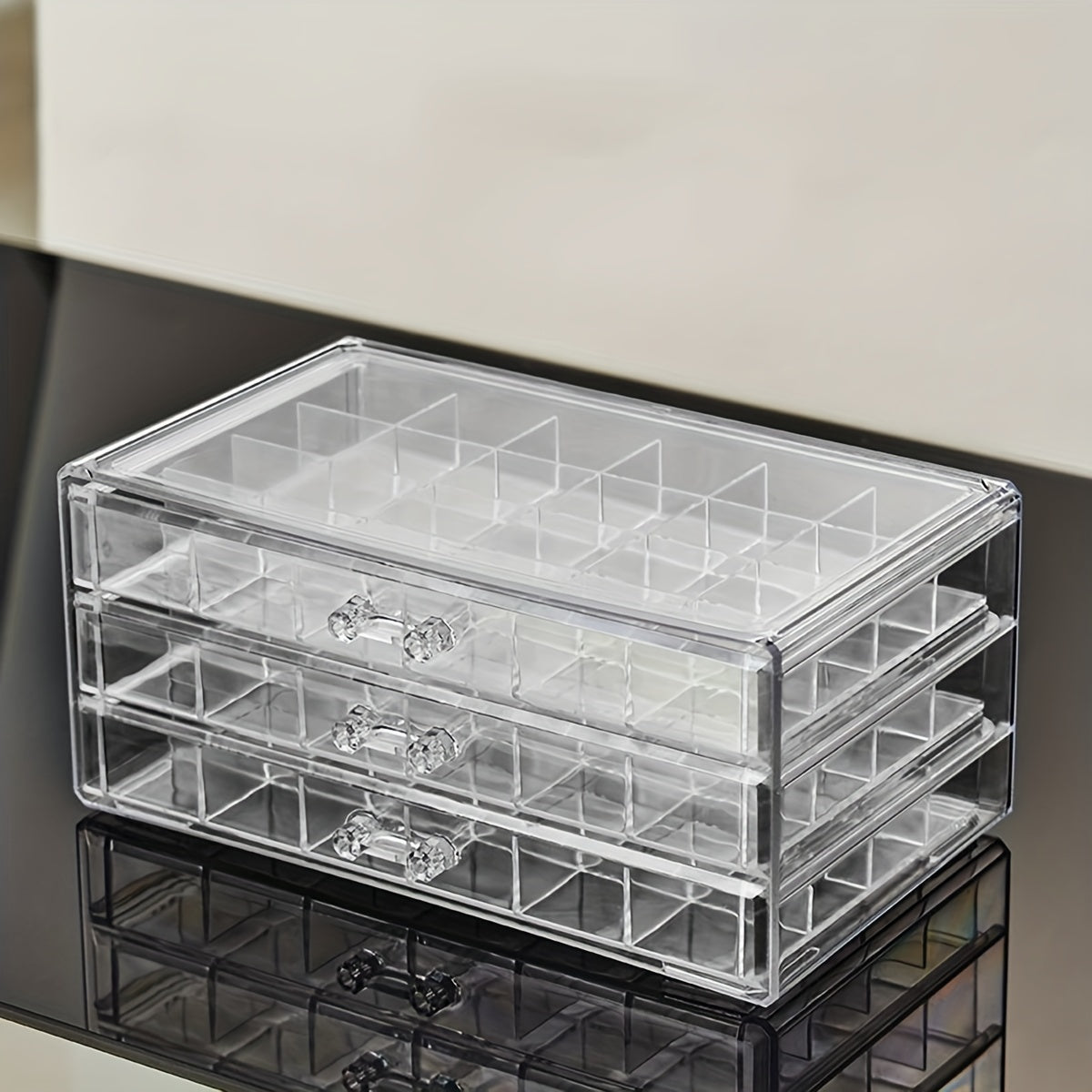Large-Capacity 3-Layer 72-Grid Ring Earrings Necklace Jewelry Storage Box