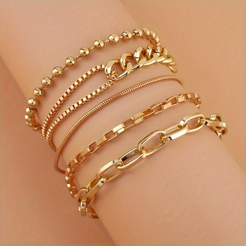 5pcs Vintage Link Chain Bracelet Set