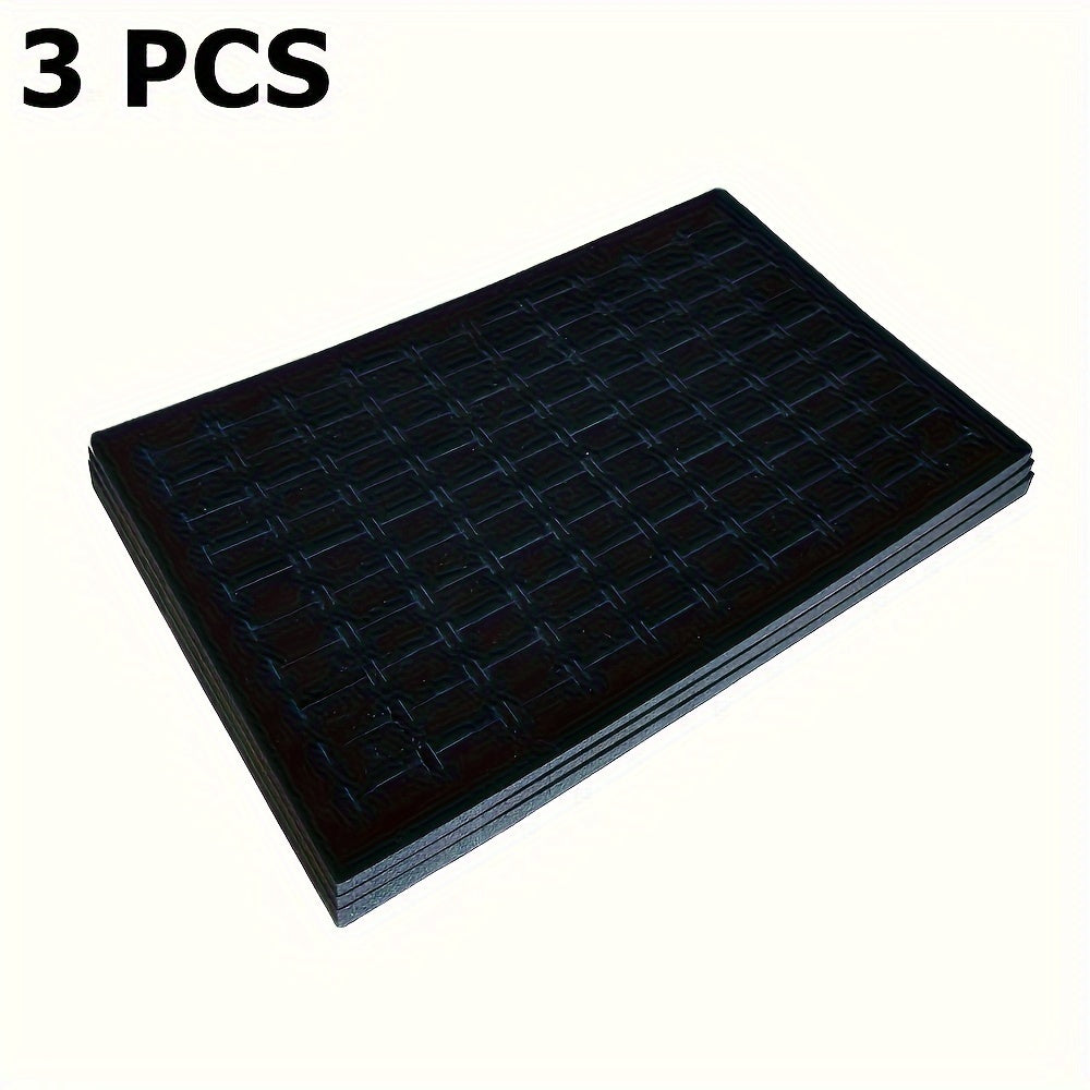 1pc/3pcs Black Velvet 100-Slot Ring Foam Holder, Premium Jewelry Storage