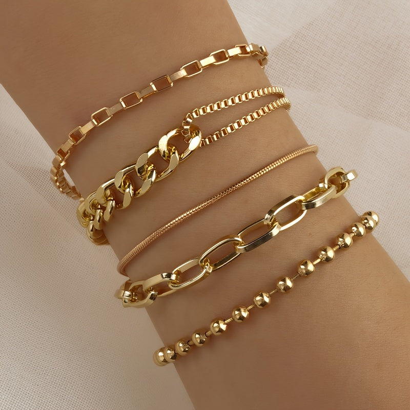 5pcs Vintage Link Chain Bracelet Set