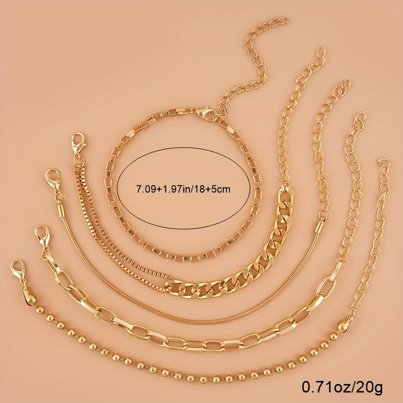 5pcs Vintage Link Chain Bracelet Set