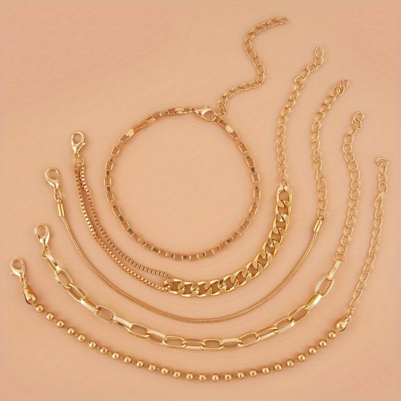 5pcs Vintage Link Chain Bracelet Set