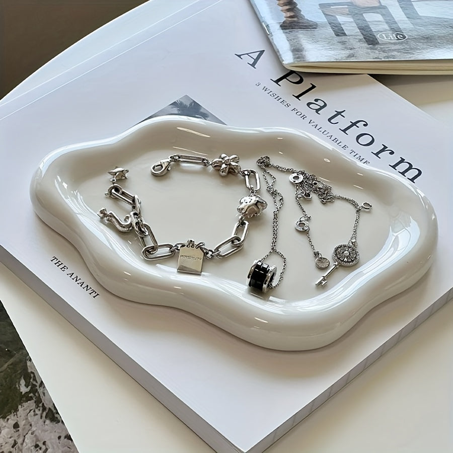 Unique Cloud-Shaped Ceramic Decorative Jewelry Storage Tray