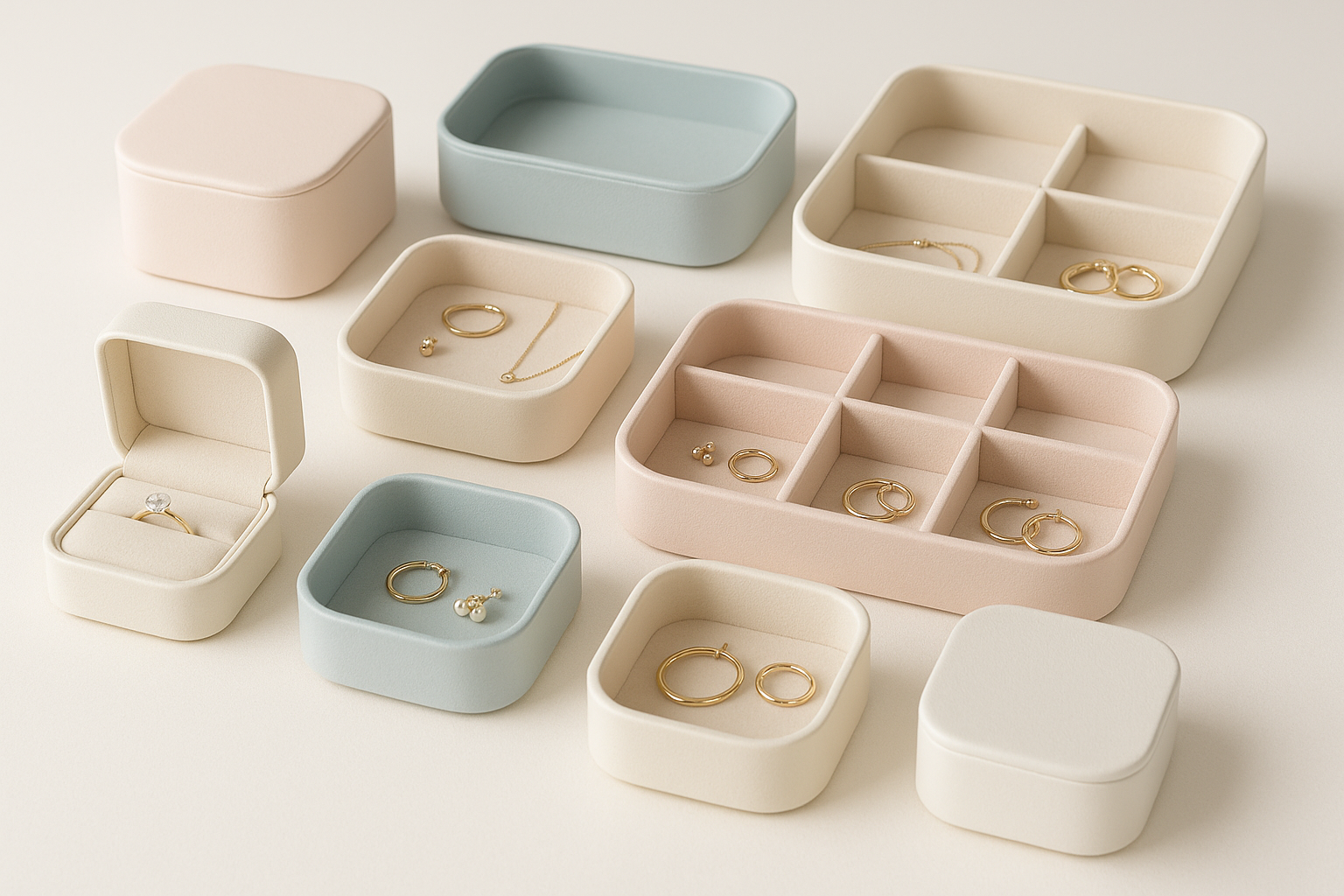 Simple Storage Jewelry containers light colors, display of them