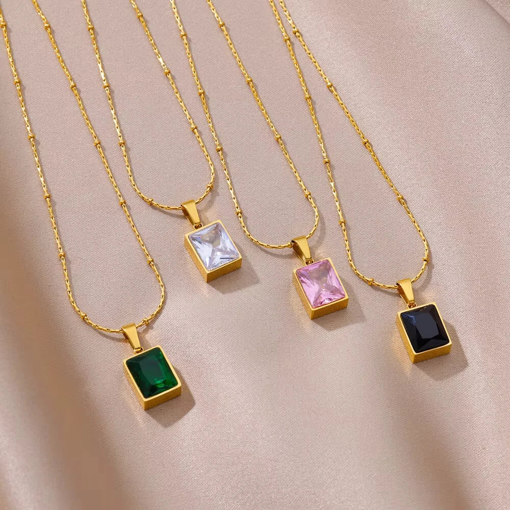 10 Styles Oval Colorful Stone Necklace