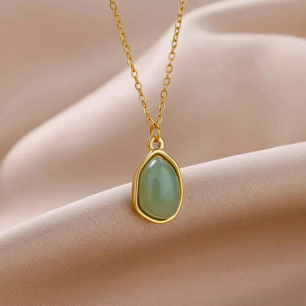 10 Styles Oval Colorful Stone Necklace