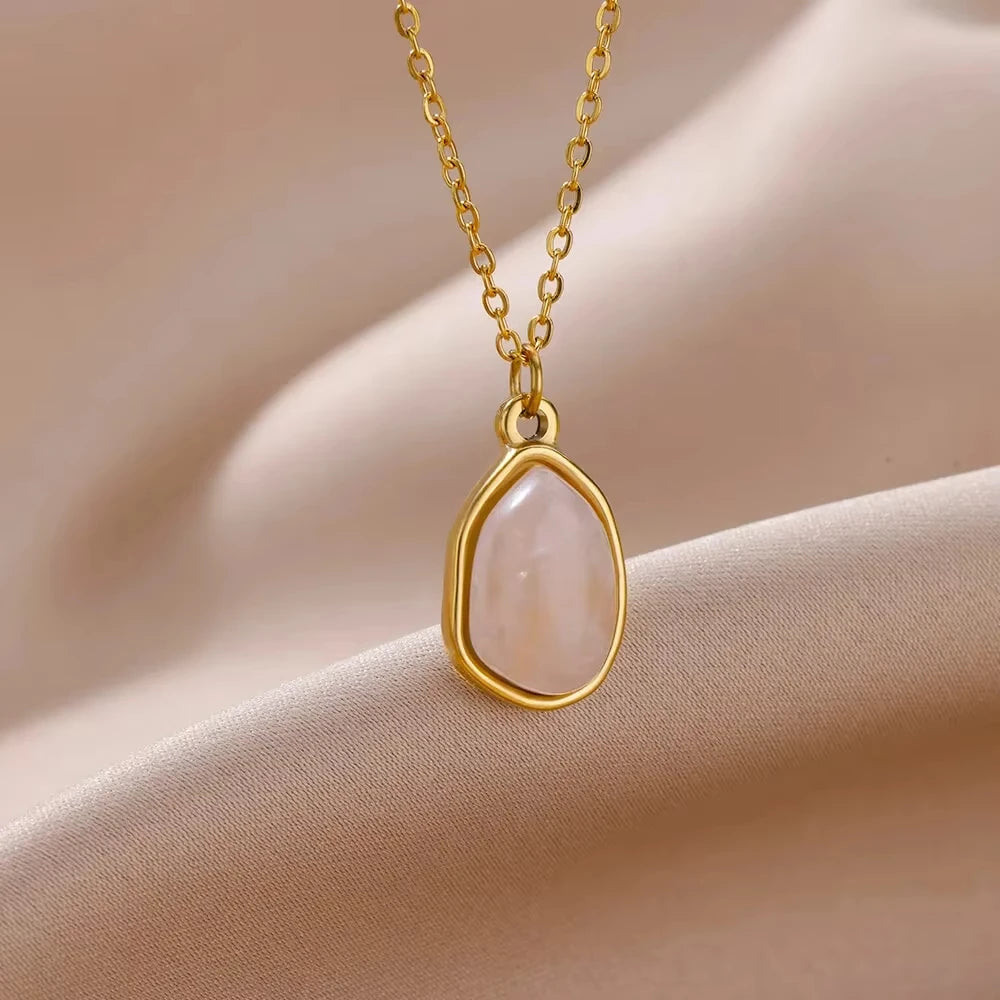 10 Styles Oval Colorful Stone Necklace