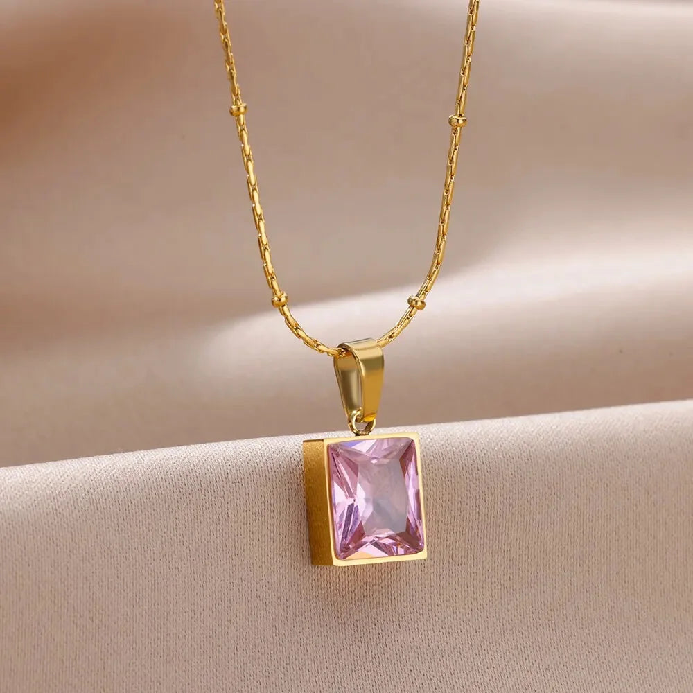 10 Styles Oval Colorful Stone Necklace