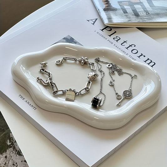 Unique Cloud-Shaped Ceramic Decorative Jewelry Storage Tray